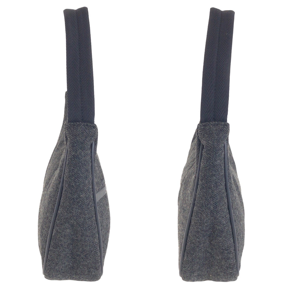 PRADA Handbag Wool, Nylon Gray Navy SilverMetal Handbag accessory pouch PRADA Sports Women Used Authentic