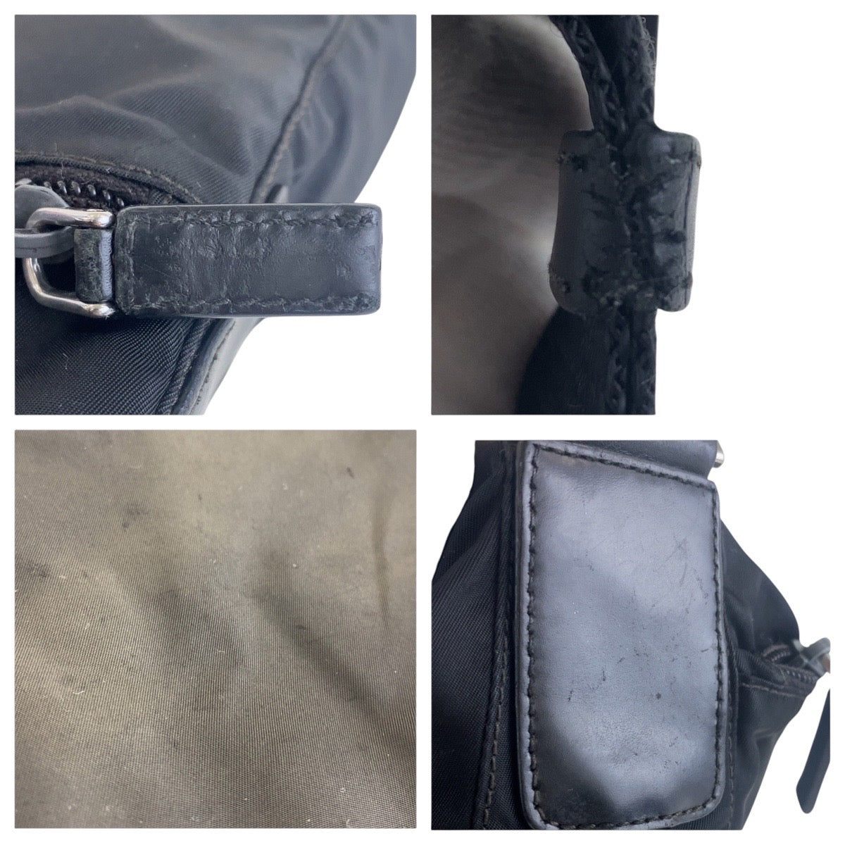 PRADA Shoulder Bag Nylon Black SilverMetal Crossbody Shoulder Bag Unisex Test Triangle With logo mens Used Authentic