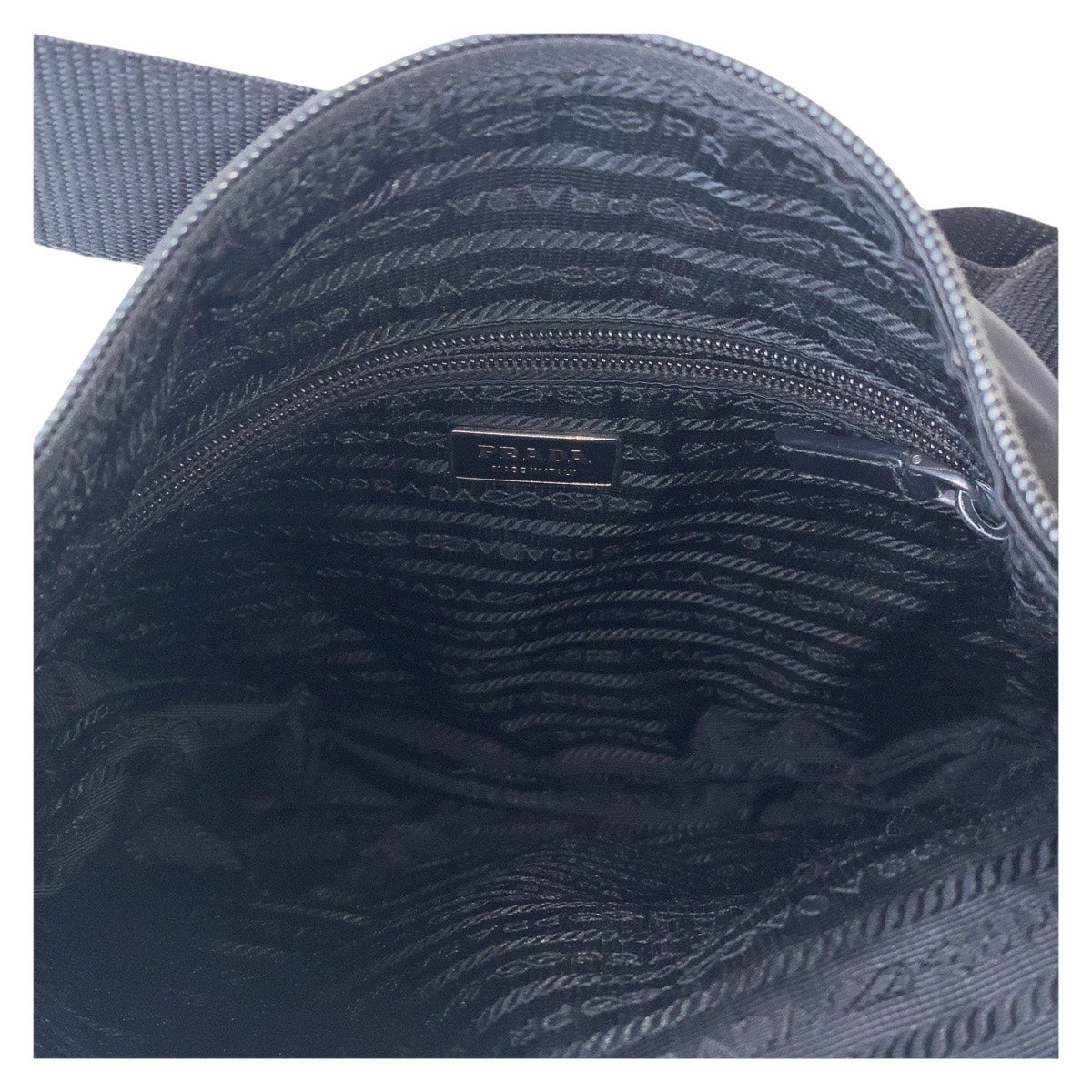 PRADA Shoulder Bag Nylon Black SilverMetal Crossbody Shoulder Bag Unisex Test Triangle With logo mens Used Authentic