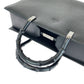 GUCCI Tote Bag 002 1034 leather Black SilverMetal Tote Bag Handbag Shoulder Bag 2way Bamboo Women Used Authentic