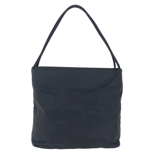 PRADA Tote Bag Nylon Black SilverMetal Tote Bag Shoulder Bag Test Triangle With logo Women Used Authentic
