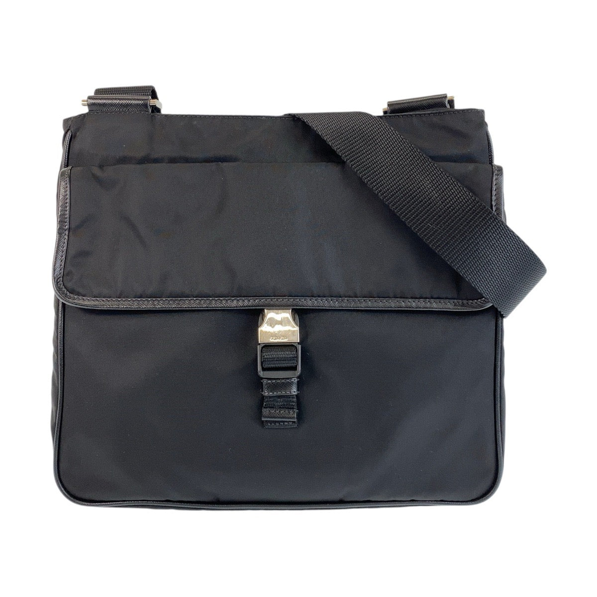 PRADA Shoulder Bag Nylon Black SilverMetal Crossbody Shoulder Bag Messenger Bag Test Triangle With logo Women Used Authentic