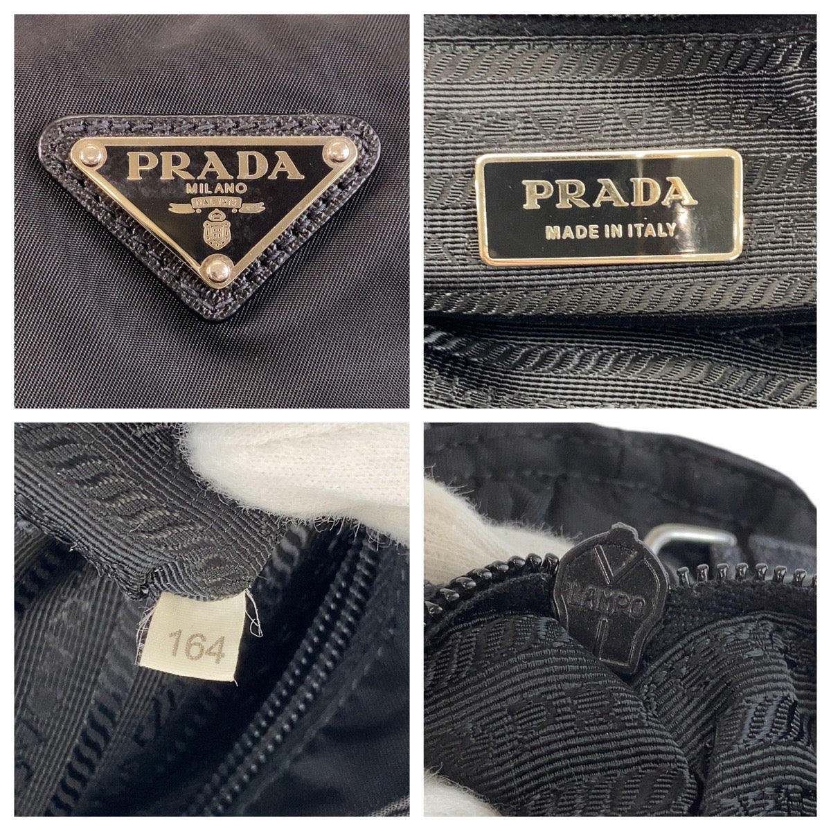 PRADA Shoulder Bag Nylon Black SilverMetal Crossbody Shoulder Bag Messenger Bag Test Triangle With logo Women Used Authentic