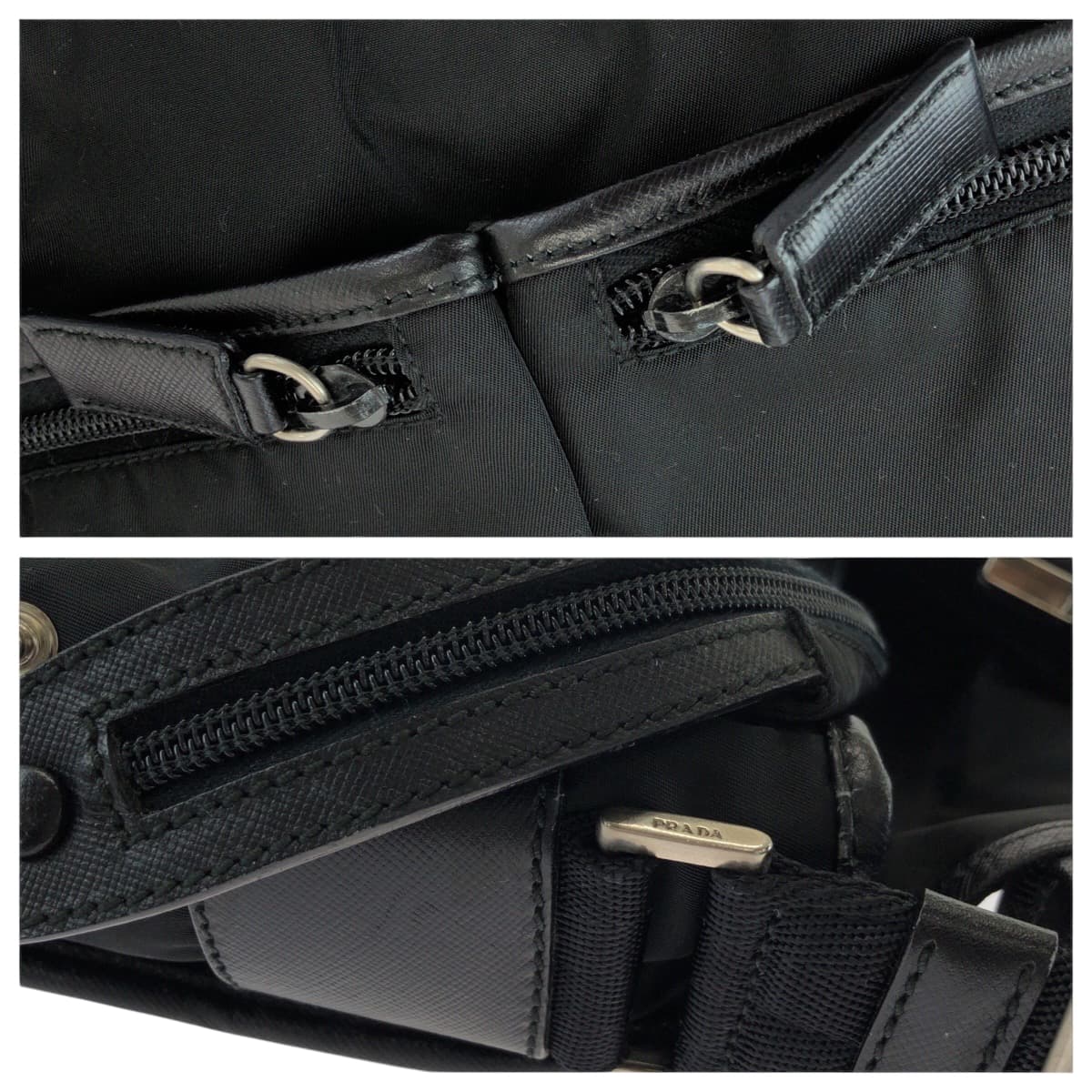 PRADA Shoulder Bag V165 Nylon black Shoulder Bag Messenger bag Test Triangle With logo Women Used Authentic