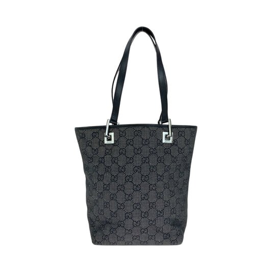 GUCCI Tote Bag 31244 GG canvas Black SilverMetal Tote Bag Shoulder Bag Women Used Authentic