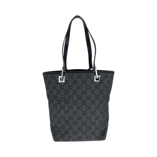GUCCI Tote Bag 31244 GG canvas Black SilverMetal Tote Bag Shoulder Bag Women Used Authentic