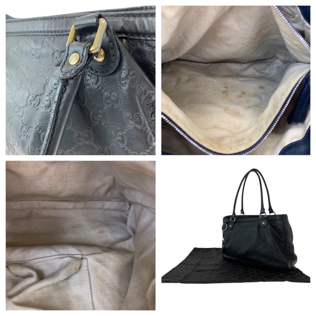 GUCCI Tote Bag 296853 leather Black GoldMetal Tote Bag Shoulder Bag Sukey Women Used Authentic
