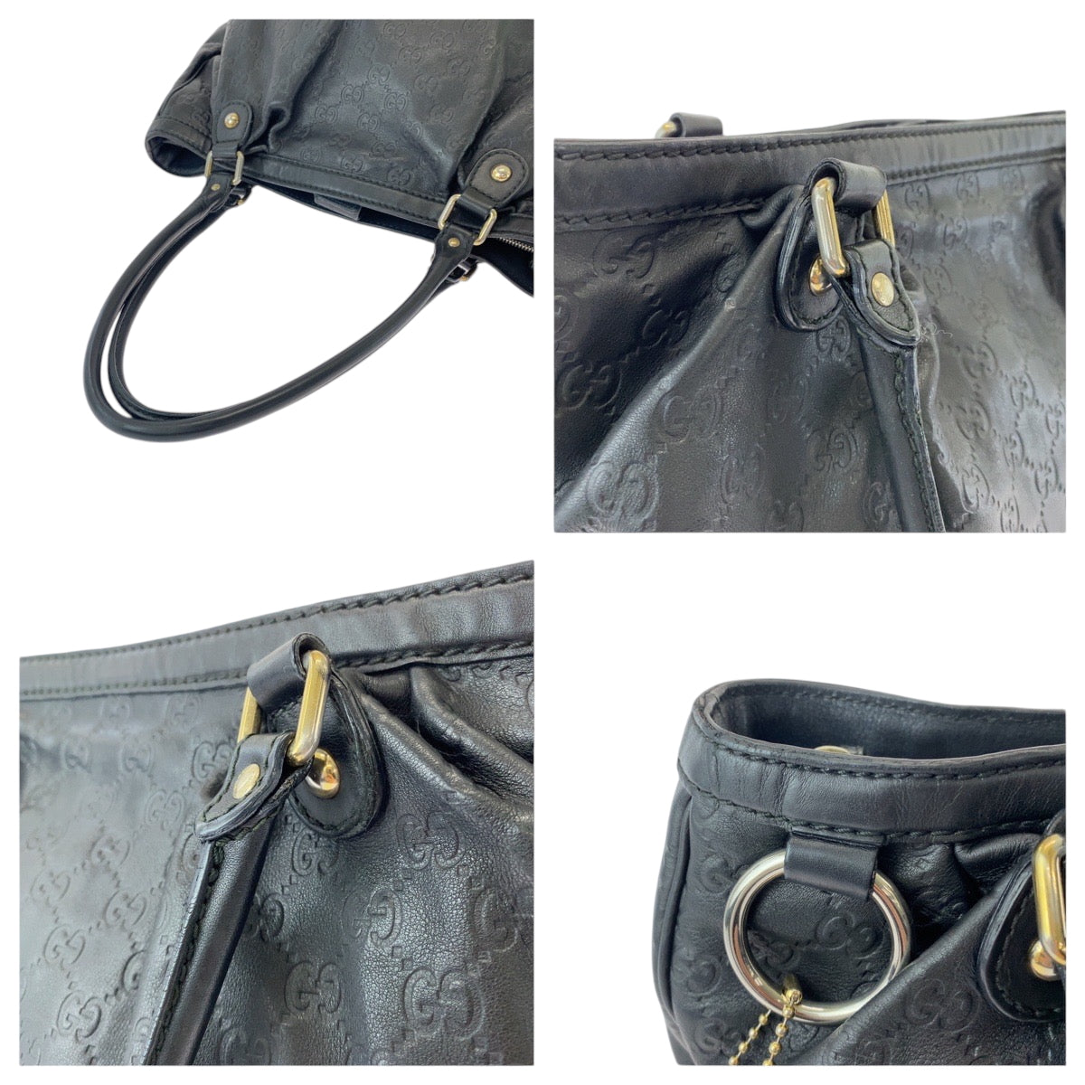 GUCCI Tote Bag 296853 leather Black GoldMetal Tote Bag Shoulder Bag Sukey Women Used Authentic