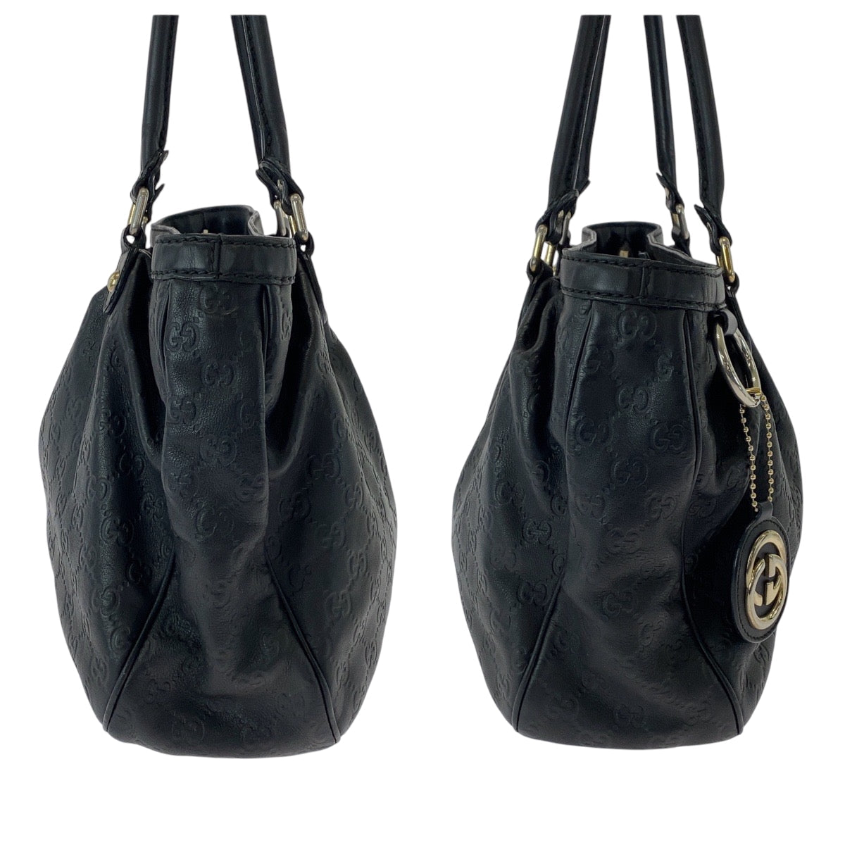 GUCCI Tote Bag 296853 leather Black GoldMetal Tote Bag Shoulder Bag Sukey Women Used Authentic