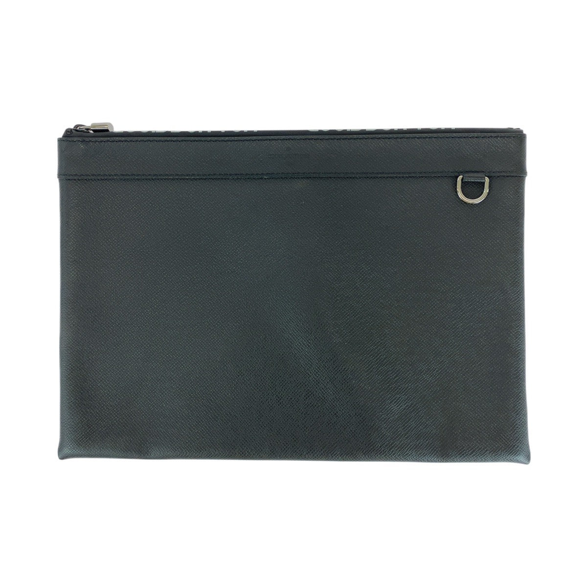LOUIS VUITTON Clutch bag M30086 leather Black SilverMetal Clutch bag business bag Taiga Pochette Apollo mens Used Authentic
