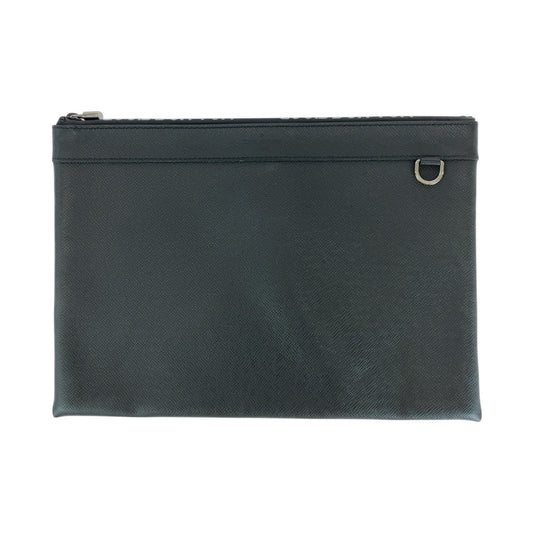 LOUIS VUITTON Clutch bag M30086 leather Black SilverMetal Clutch bag business bag Taiga Pochette Apollo mens Used Authentic