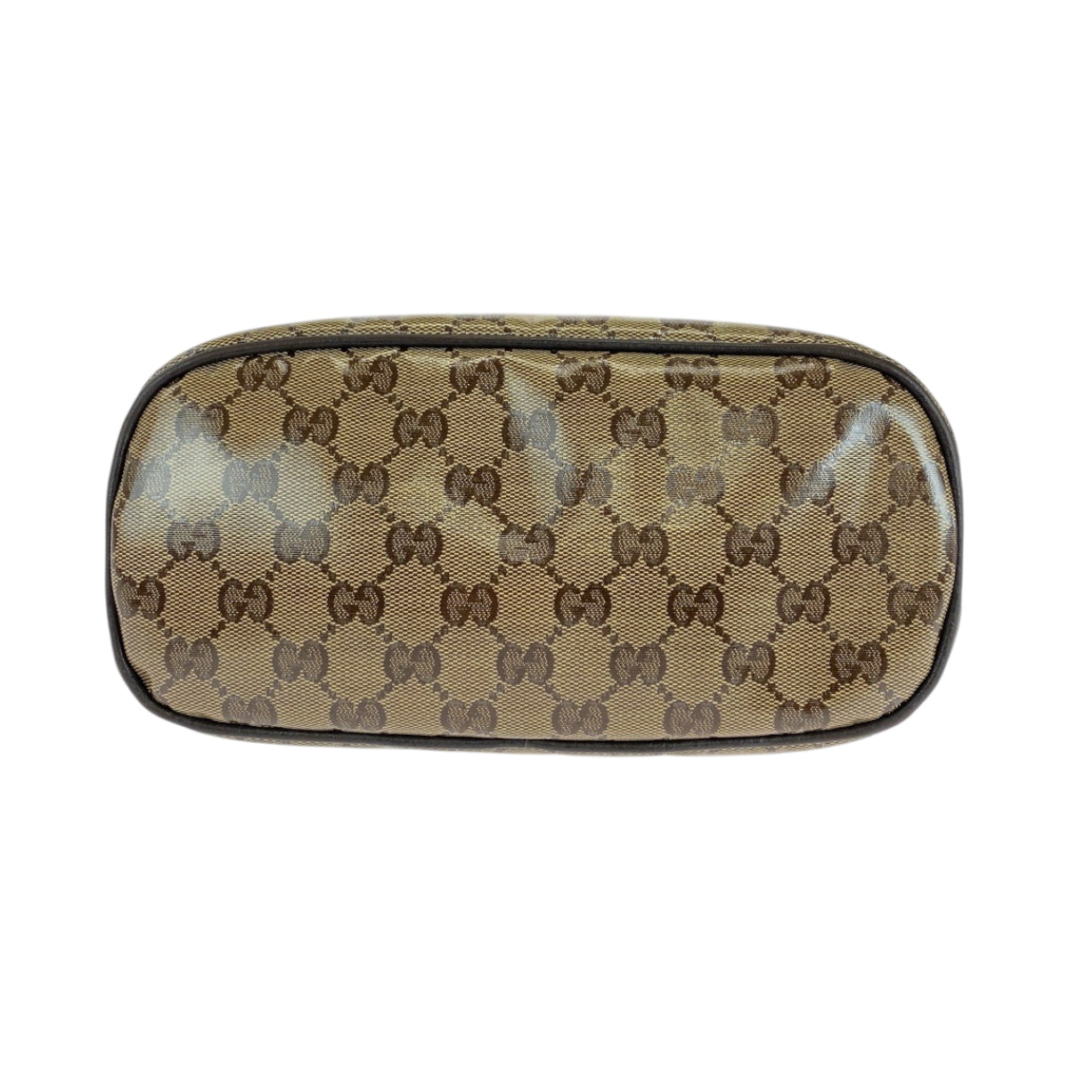GUCCI Handbag 351403 PVC Brown Beige Gold Metal Handbag GG crystal Women Used Authentic