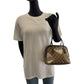GUCCI Handbag 351403 PVC Brown Beige Gold Metal Handbag GG crystal Women Used Authentic
