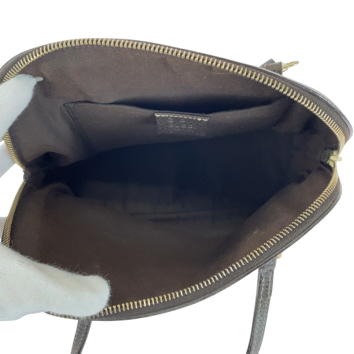 GUCCI Handbag 351403 PVC Brown Beige Gold Metal Handbag GG crystal Women Used Authentic