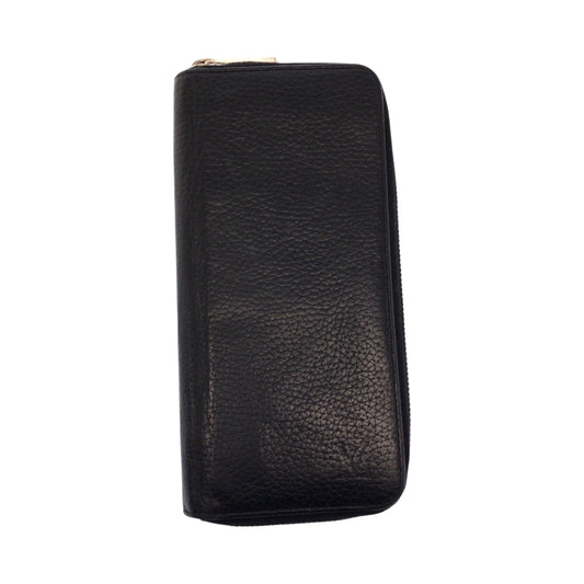 LOUIS VUITTON Long Wallet Purse M58412 leather Black SilverMetal Long Wallet Purse Zip Around Zippy Wallet Vertical mens Used Authentic