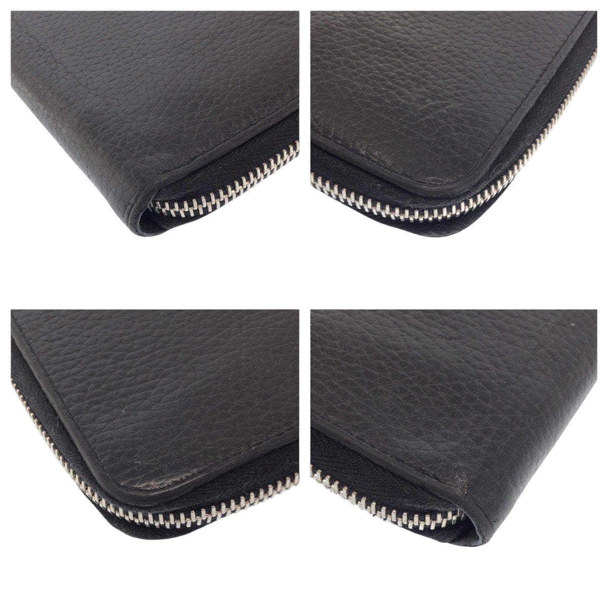 LOUIS VUITTON Long Wallet Purse M58412 leather Black SilverMetal Long Wallet Purse Zip Around Zippy Wallet Vertical mens Used Authentic