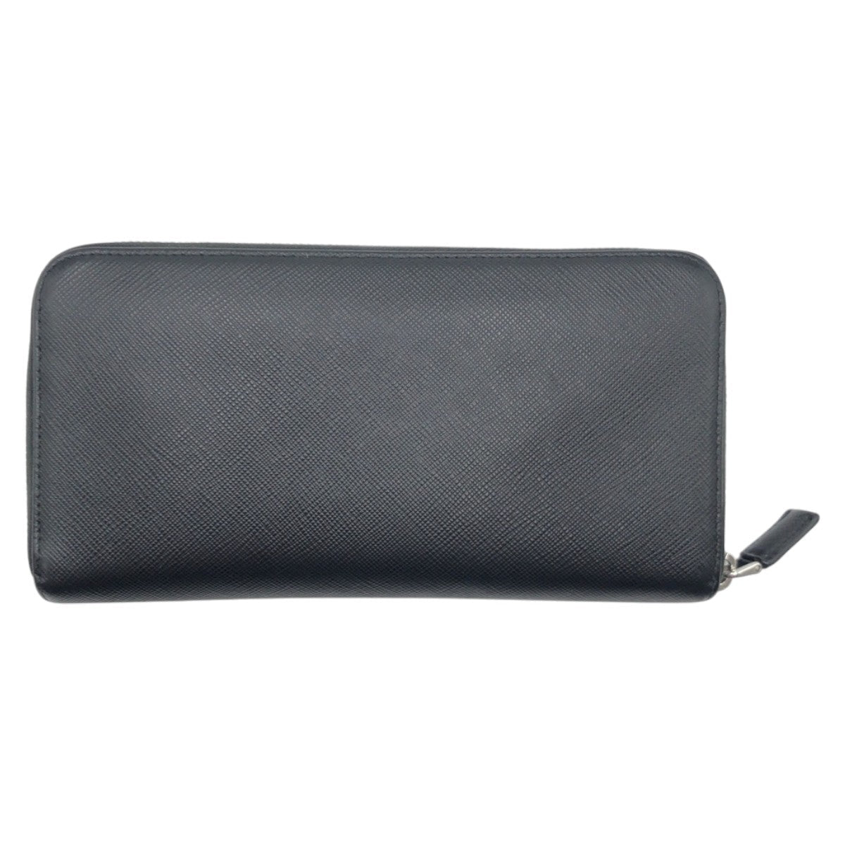 PRADA Long Wallet Purse leather Black SilverMetal Safiano