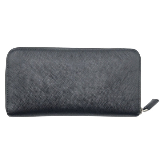 PRADA Long Wallet Purse leather Black SilverMetal Safiano