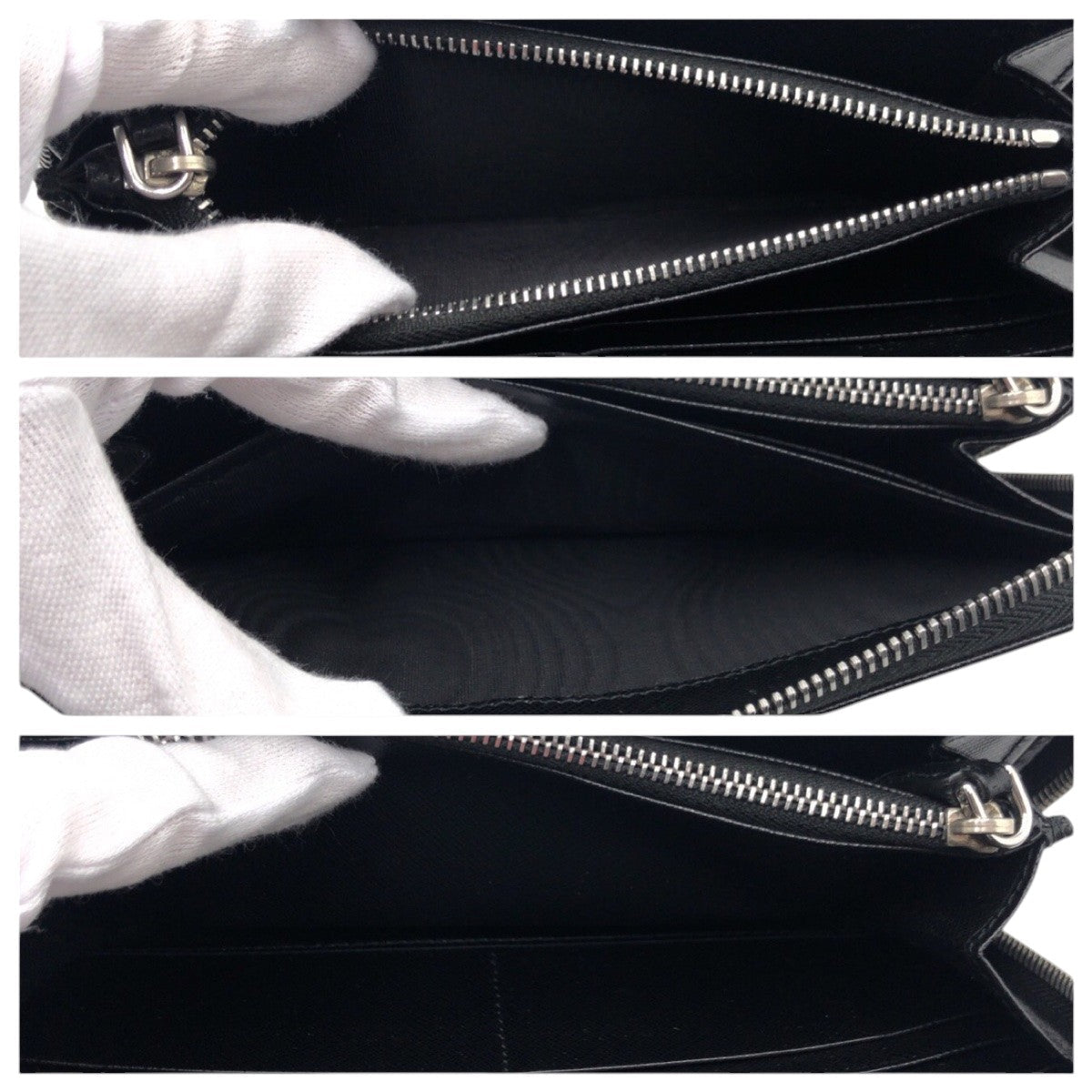 PRADA Long Wallet Purse leather Black SilverMetal Safiano