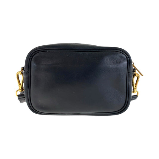 PRADA Shoulder Bag leather Red Black Gold Metal Shoulder Bag pochette ribbon Women Used Authentic