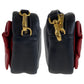 PRADA Shoulder Bag leather Red Black Gold Metal Shoulder Bag pochette ribbon Women Used Authentic