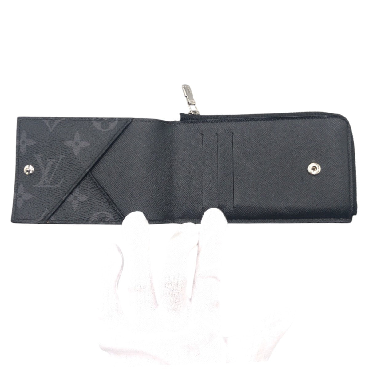 LOUIS VUITTON Bifold Wallet M81568 PVC Black SilverMetal Folding wallet Compact wallet Fragment case Monogram Eclipse hybrid wallet mens Used Authentic