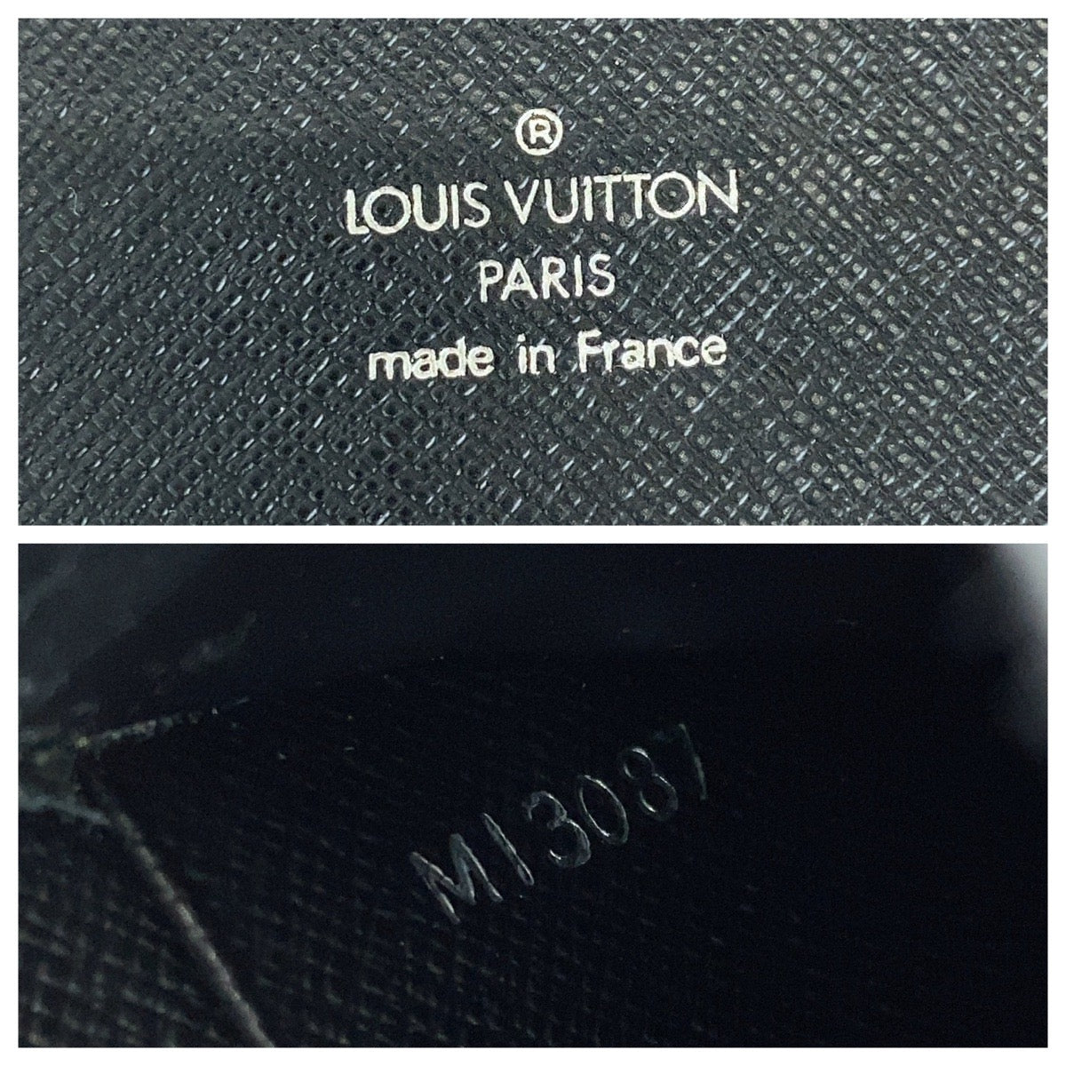 LOUIS VUITTON Long Wallet Purse M30652 Taiga Black SilverMetal Long Wallet Purse Taiga Organizer Atoll mens Used Authentic