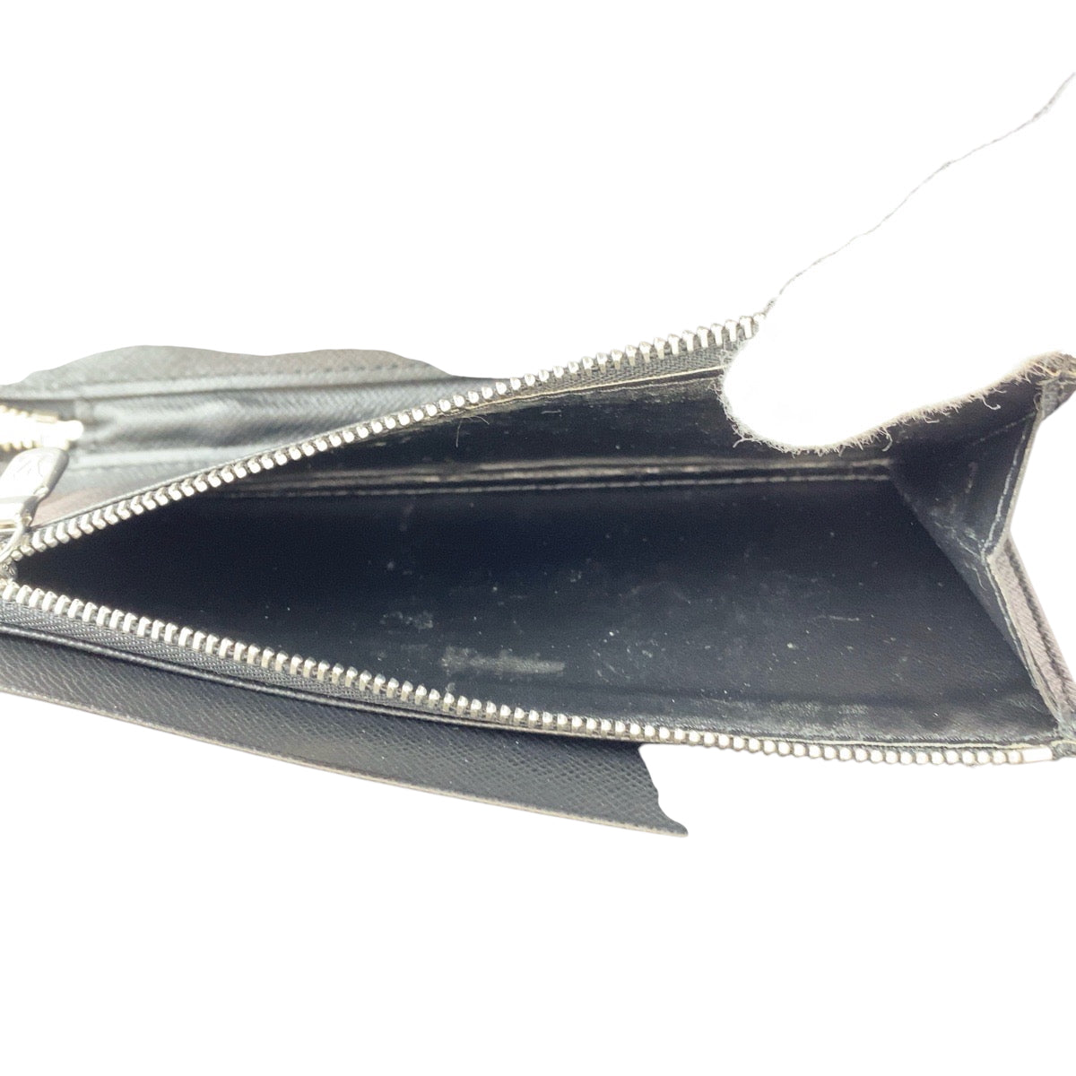 LOUIS VUITTON Long Wallet Purse M30652 Taiga Black SilverMetal Long Wallet Purse Taiga Organizer Atoll mens Used Authentic