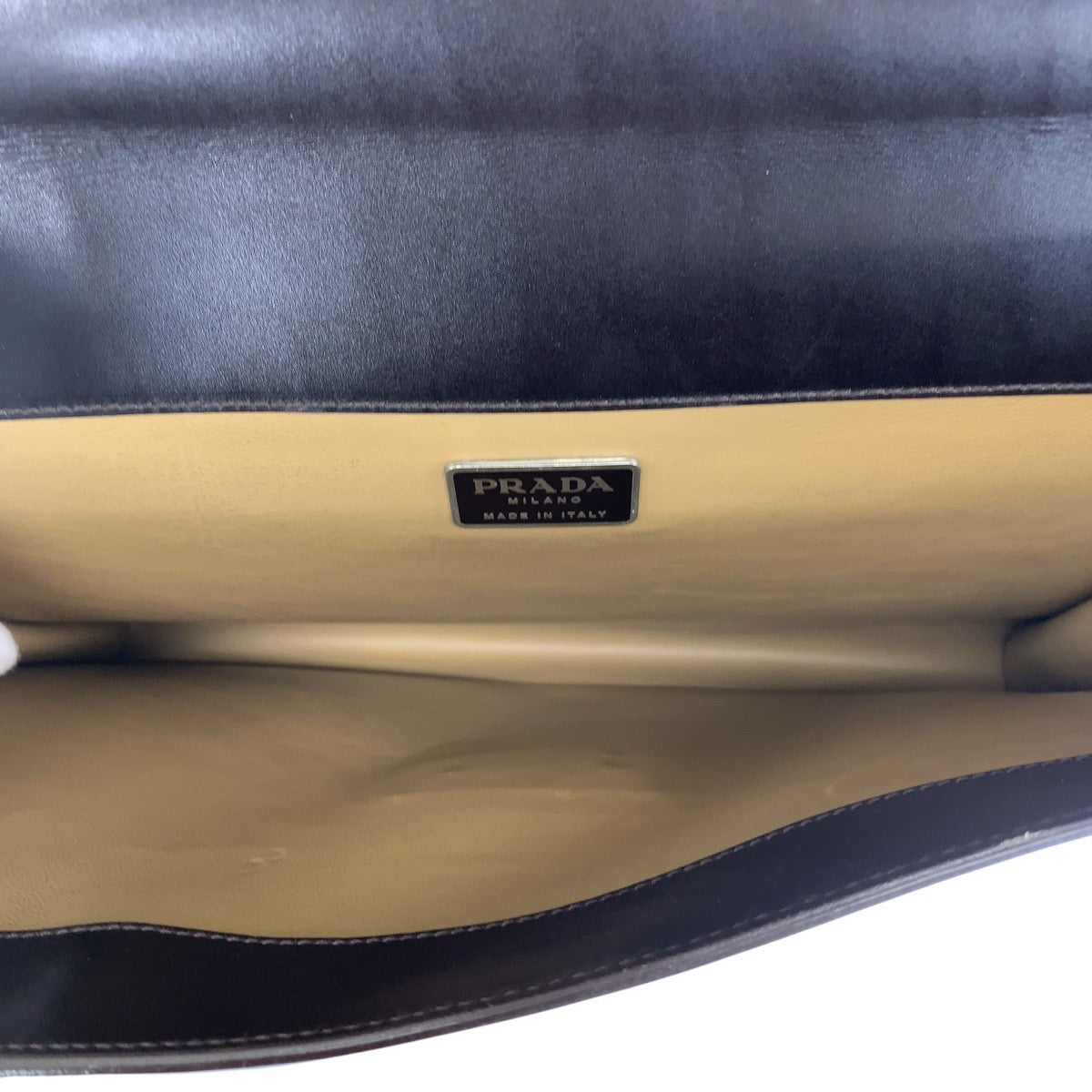 PRADA Business bag leather Brown Silver Metal Business bag briefcase mens Used Authentic