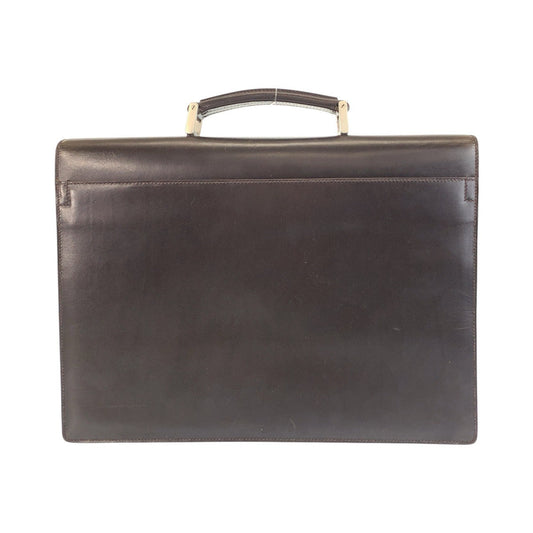PRADA Business bag leather Brown Silver Metal Business bag briefcase mens Used Authentic
