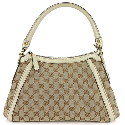 GUCCI Shoulder Bag 282298 GG canvas, leather beige Women Used Authentic