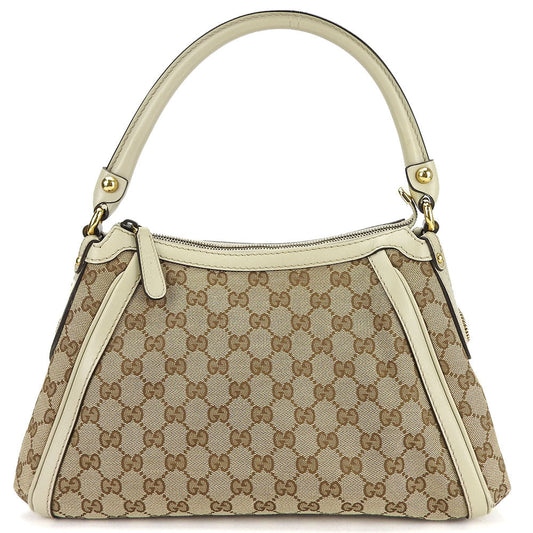 GUCCI Shoulder Bag 282298 GG canvas, leather beige Women Used Authentic