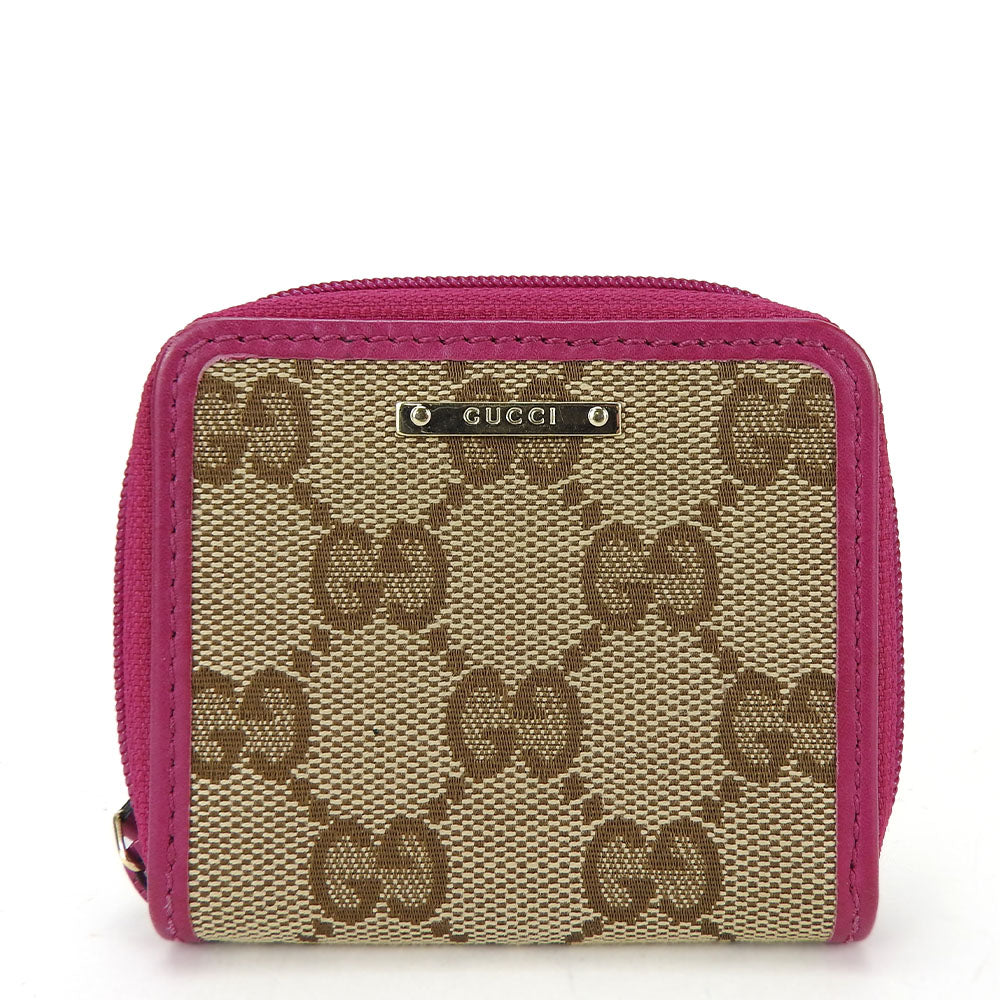 GUCCI Coin case 115255 GG canvas, leather beige Women Used Authentic