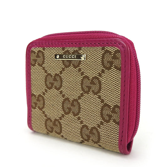 GUCCI Coin case 115255 GG canvas, leather beige Women Used Authentic