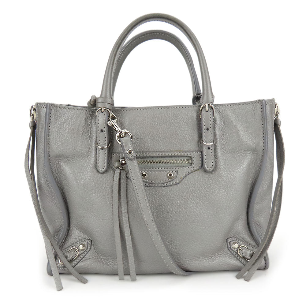 BALENCIAGA Handbag 357333 leather Silver Paper mini Women Used Authentic