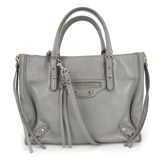 BALENCIAGA Handbag 357333 leather Silver Paper mini Women Used Authentic
