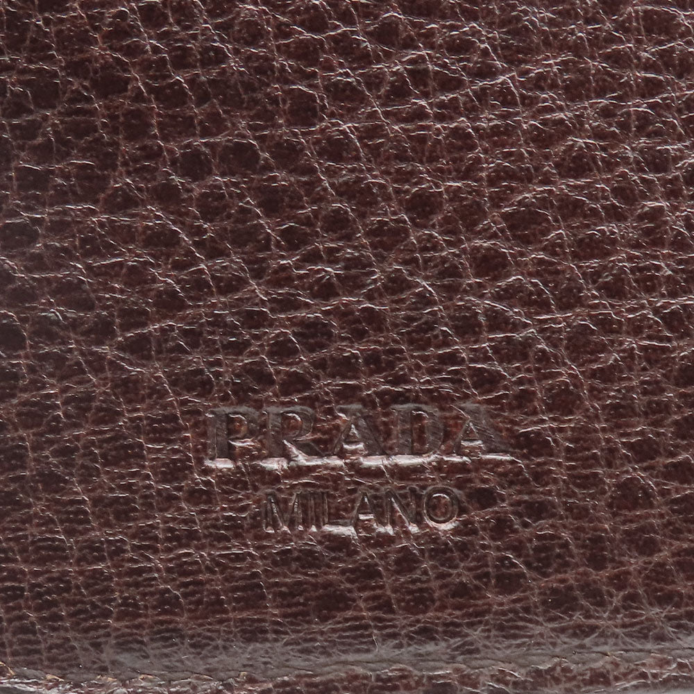 PRADA Bifold Wallet 1M0522 leather Brown Women Used Authentic