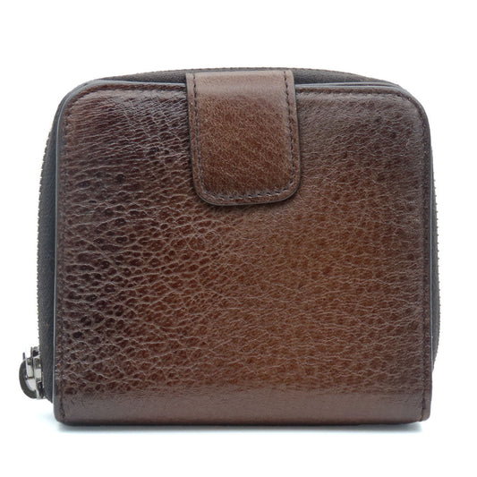 PRADA Bifold Wallet 1M0522 leather Brown Women Used Authentic