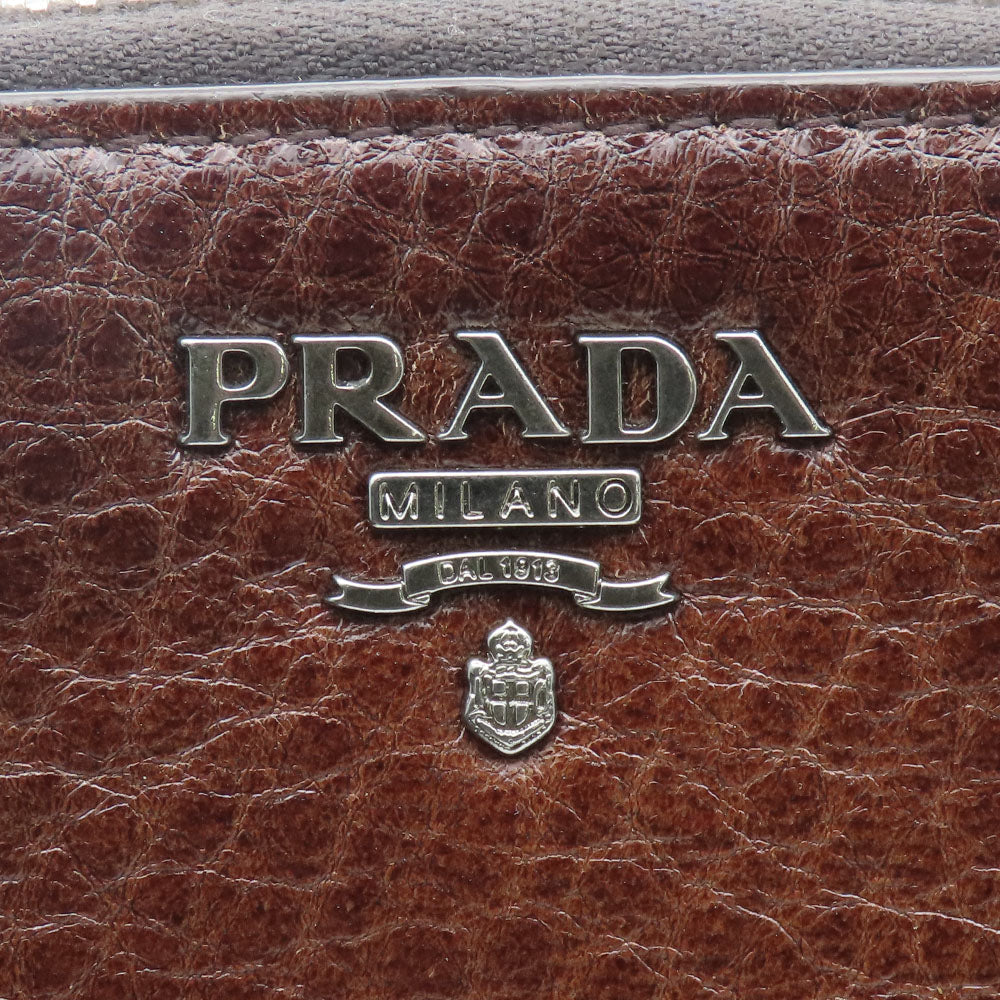 PRADA Bifold Wallet 1M0522 leather Brown Women Used Authentic