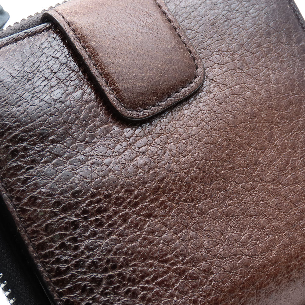 PRADA Bifold Wallet 1M0522 leather Brown Women Used Authentic