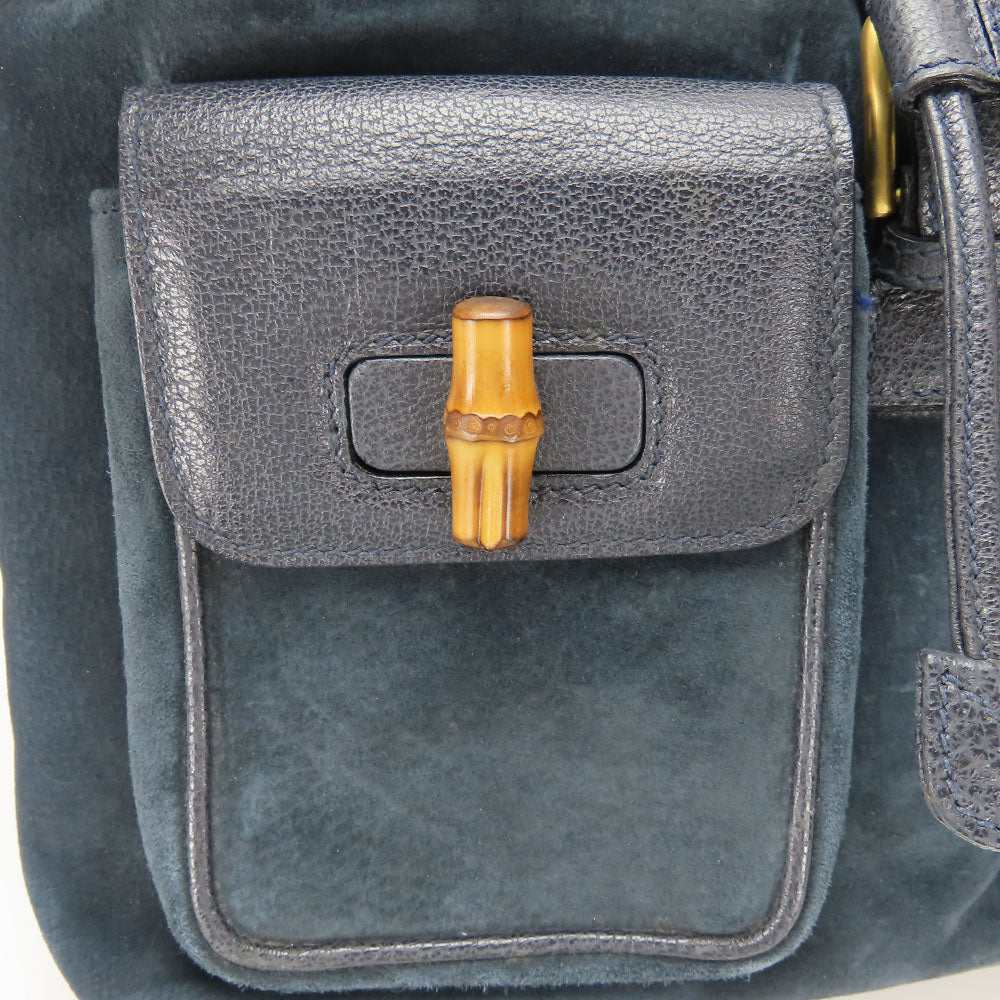 GUCCI Backpack 003.58.0016 Suede Navy Bamboo