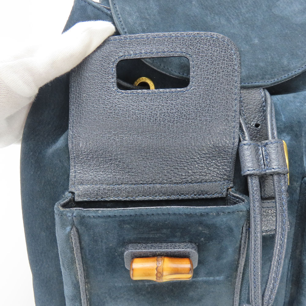 GUCCI Backpack 003.58.0016 Suede Navy Bamboo