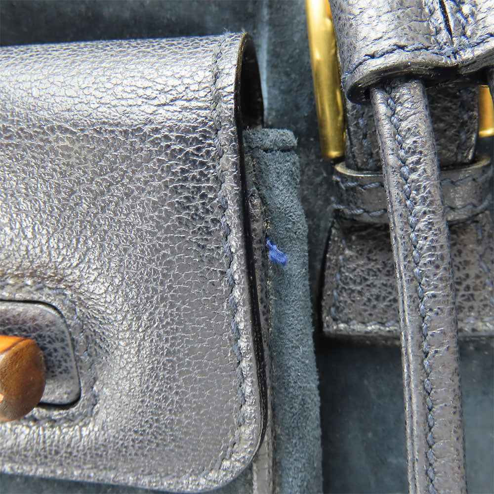 GUCCI Backpack 003.58.0016 Suede Navy Bamboo