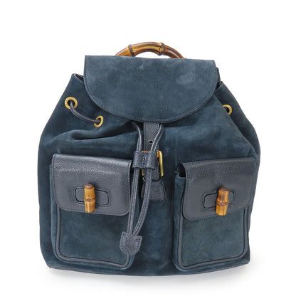 GUCCI Backpack 003.58.0016 Suede Navy Bamboo