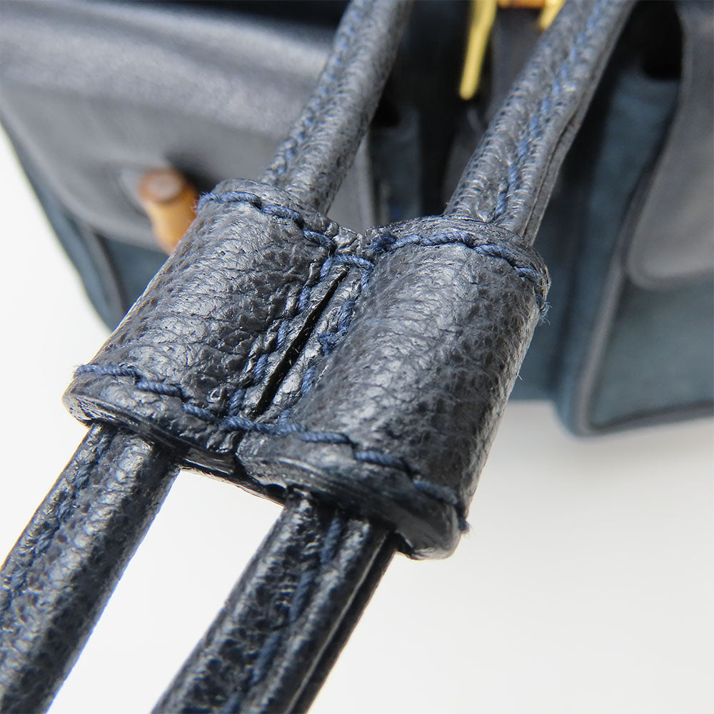 GUCCI Backpack 003.58.0016 Suede Navy Bamboo
