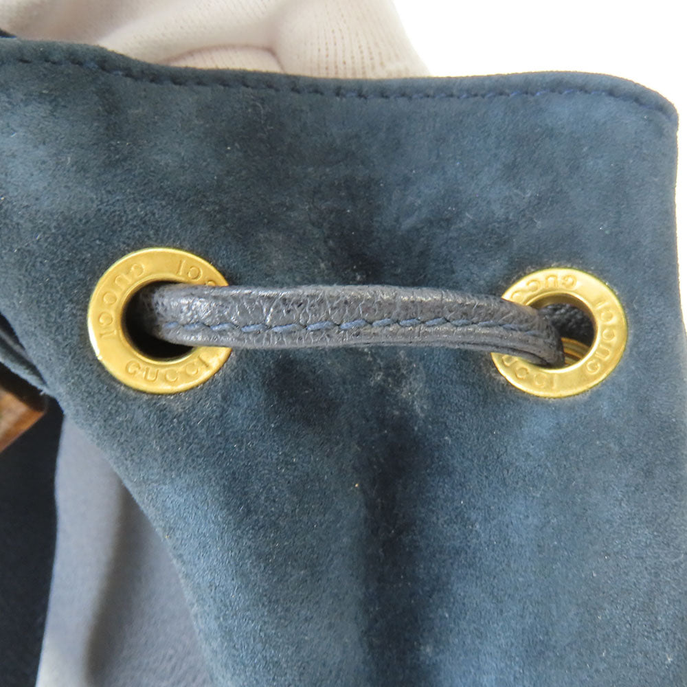 GUCCI Backpack 003.58.0016 Suede Navy Bamboo