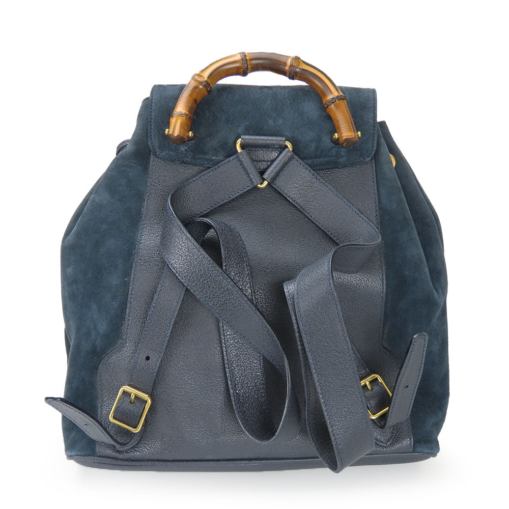 GUCCI Backpack 003.58.0016 Suede Navy Bamboo