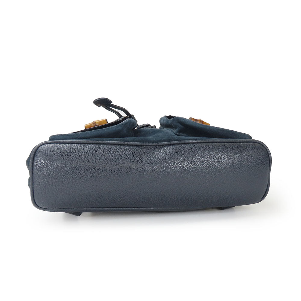GUCCI Backpack 003.58.0016 Suede Navy Bamboo