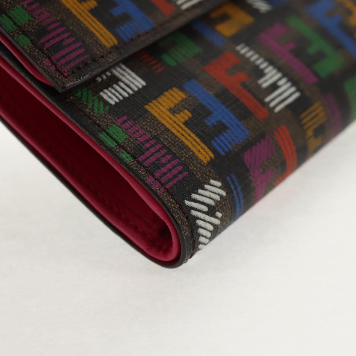 FENDI Zucca Canvas T rifold Wallet Multicolor Gold