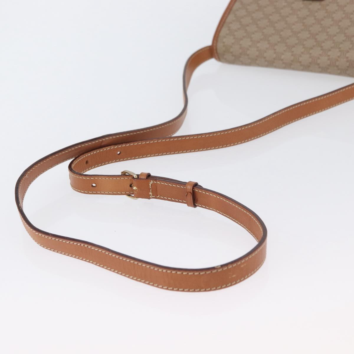 CELINE Macadam Monogram Canvas Shoulder Bag Beige Gold